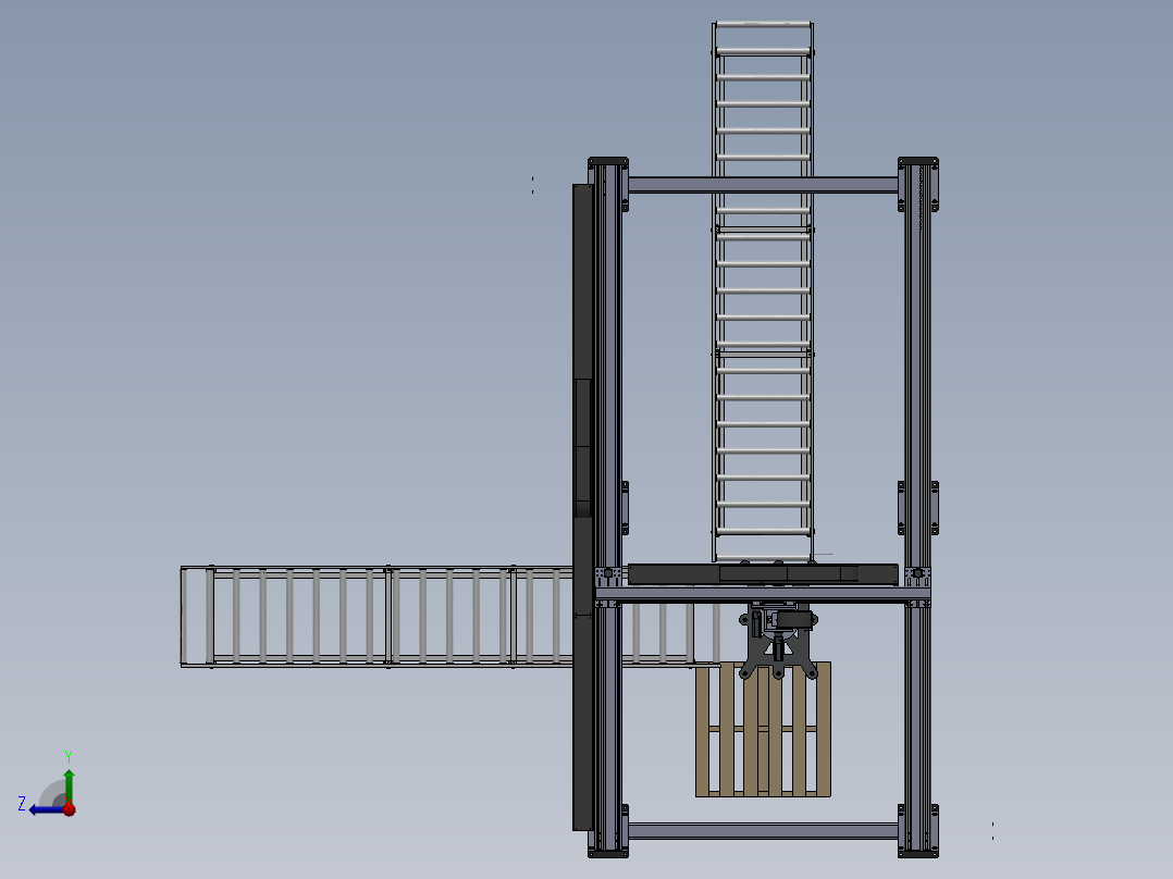 直角坐标桁架机械手3d图纸大型龙门桁架三轴码垛搬运机械手3d模型右视图