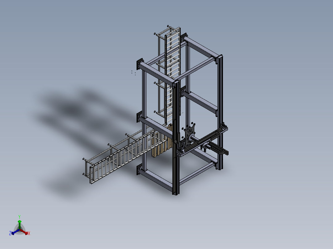 直角坐标桁架机械手3d图纸大型龙门桁架三轴码垛搬运机械手3d模型正等轴测图