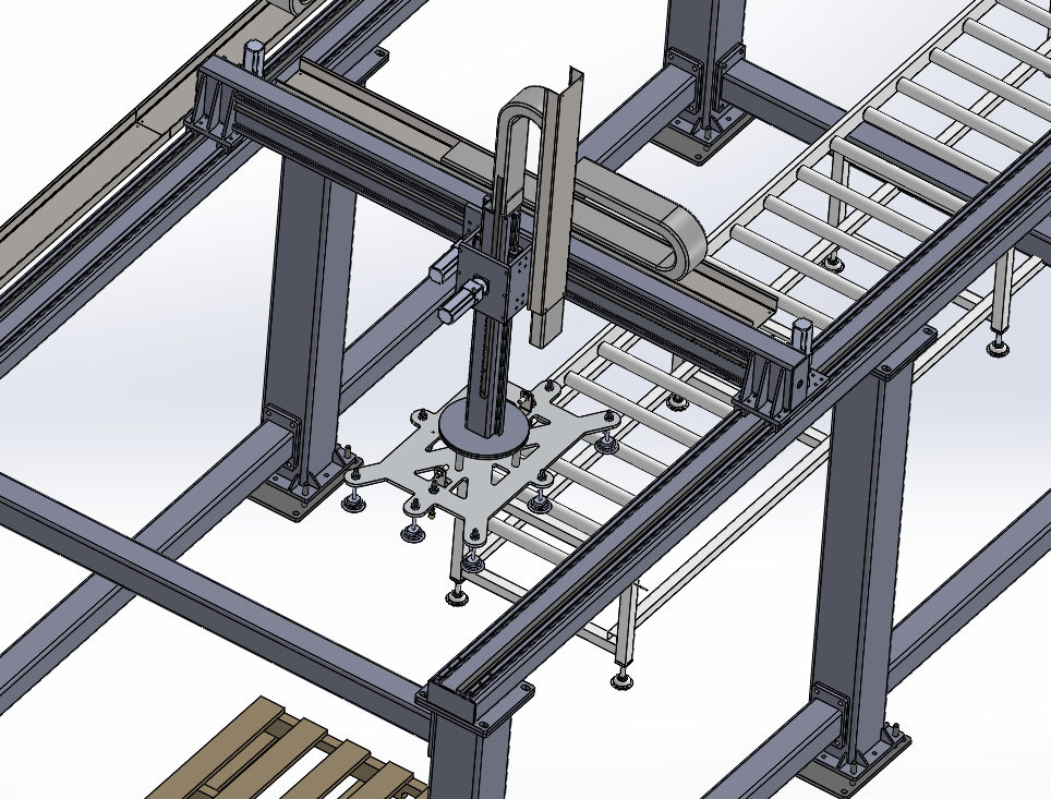直角坐标桁架机械手3d图纸大型龙门桁架三轴码垛搬运机械手3d模型
