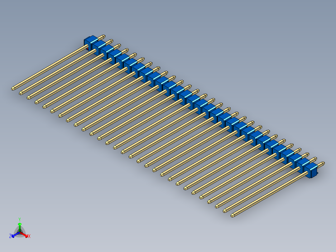 彩色公头100mil（2.54mm）系列-DS1021_blue_1x29p_100mil_Type43_rev1.0主视图