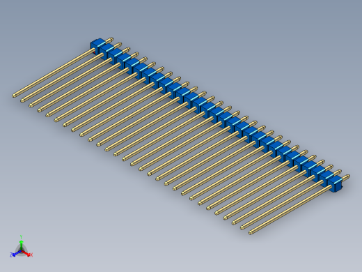 彩色公头100mil（2.54mm）系列-DS1021_blue_1x29p_100mil_Type43_rev1.0正等轴测缩略图