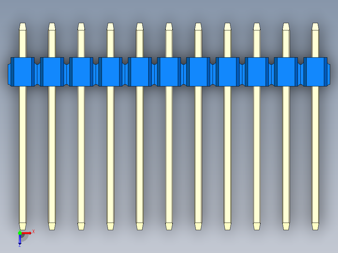 彩色公头100mil（2.54mm）系列-DS1021_blue_2x11p_100mil_Type5_rev1.0俯视图