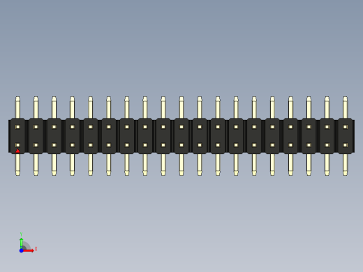 彩色公排针 100mil 2.54mm 系列-DS1022_black_38p_100mil_TypeSMT_rev1.0前视缩略图