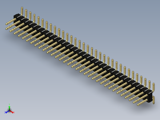 彩色公排针 100mil 2.54mm 系列-DS1022_black_66p_100mil_TypeSMT_rev1.0正等轴测缩略图