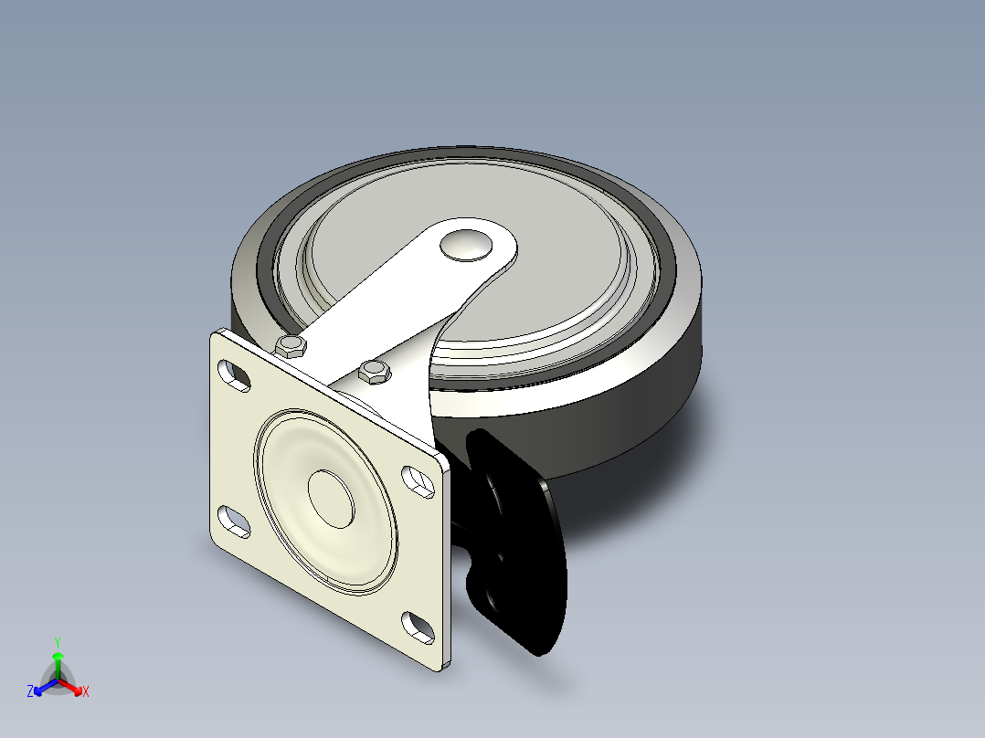 重荷重腳輪(4000N)5574-3D多系列多零件图纸模型主视图