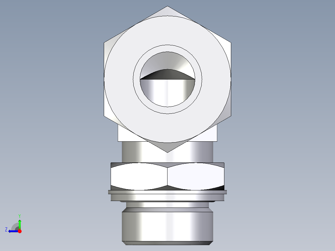 卡套式工业通用硬管接头EO_Adjustable_Locknut_elbow_WEE25ZSMCF右视图