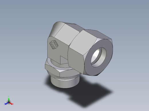 卡套式工业通用硬管接头EO_Adjustable_Locknut_elbow_WEE25ZSMCF正等轴测缩略图