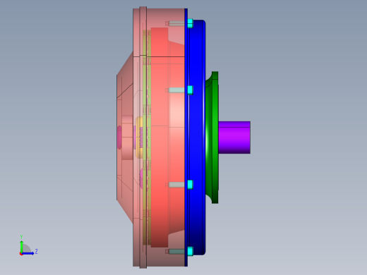 P103-PASSAT（帕萨特）新领域车型汽车拉式膜片弹簧离合器设计及三维catia建模左视缩略图