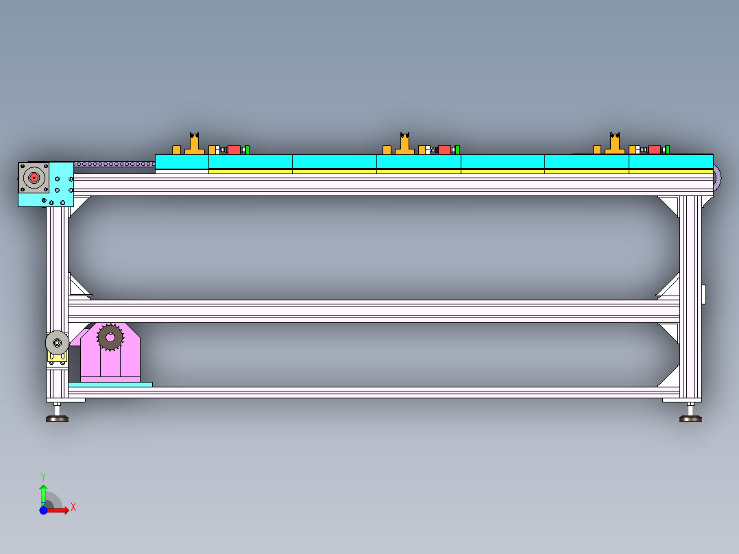 多冶具输送线设计前视图