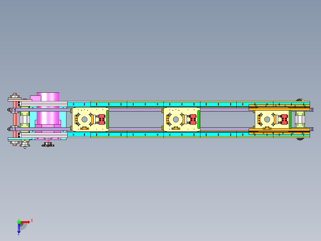 多冶具输送线设计俯视图