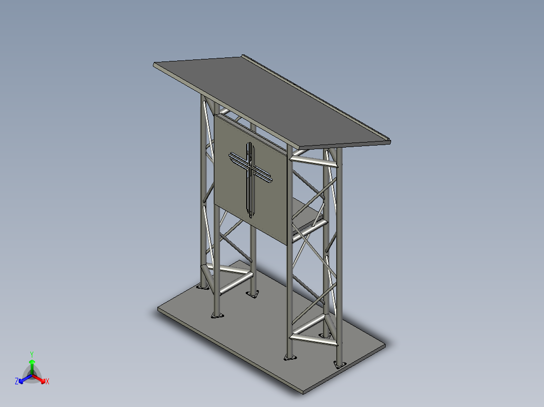 讲坛高架操纵台3D模型图纸 STEP格式