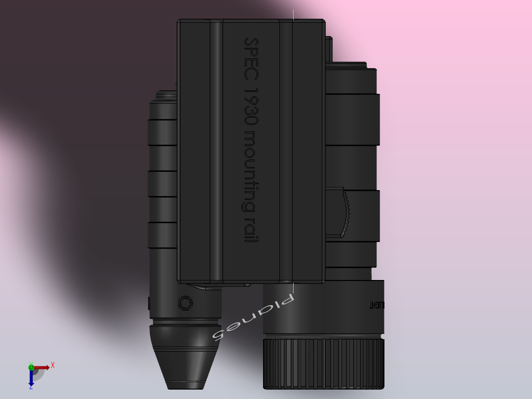 骑士战术LED灯和激光指示器俯视图