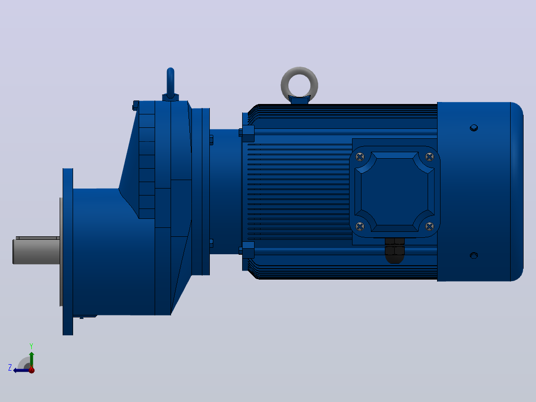 RXF77法兰轴伸式安装斜齿轮减速机RX77-Y2.2-4P-100-M1-0°-Φ200右视图
