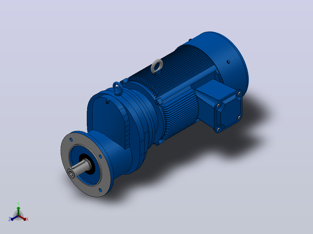 RXF77法兰轴伸式安装斜齿轮减速机RX77-Y2.2-4P-100-M1-0°-Φ200正等轴测图