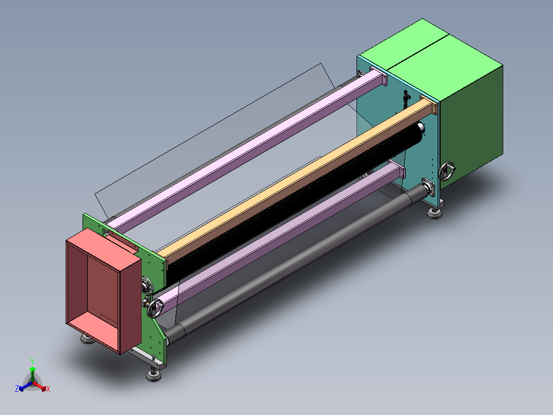 双层纸板上胶机（sw16可编辑+工程图）正等轴测图