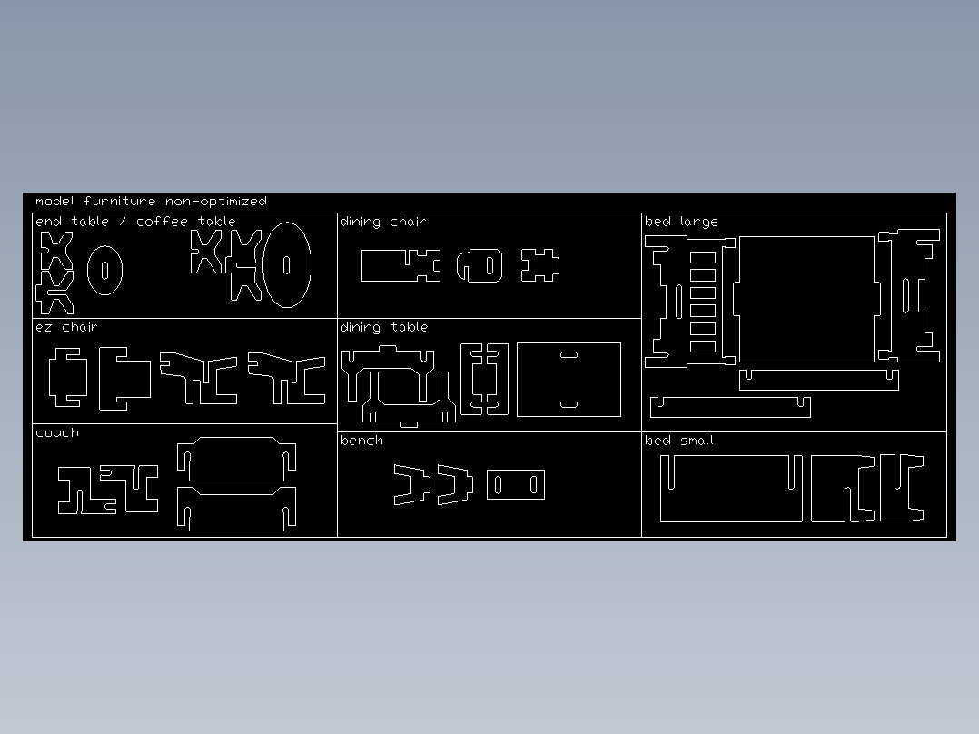 8款迷你玩具家具模型激光雕刻图纸 DXF和DWG格式