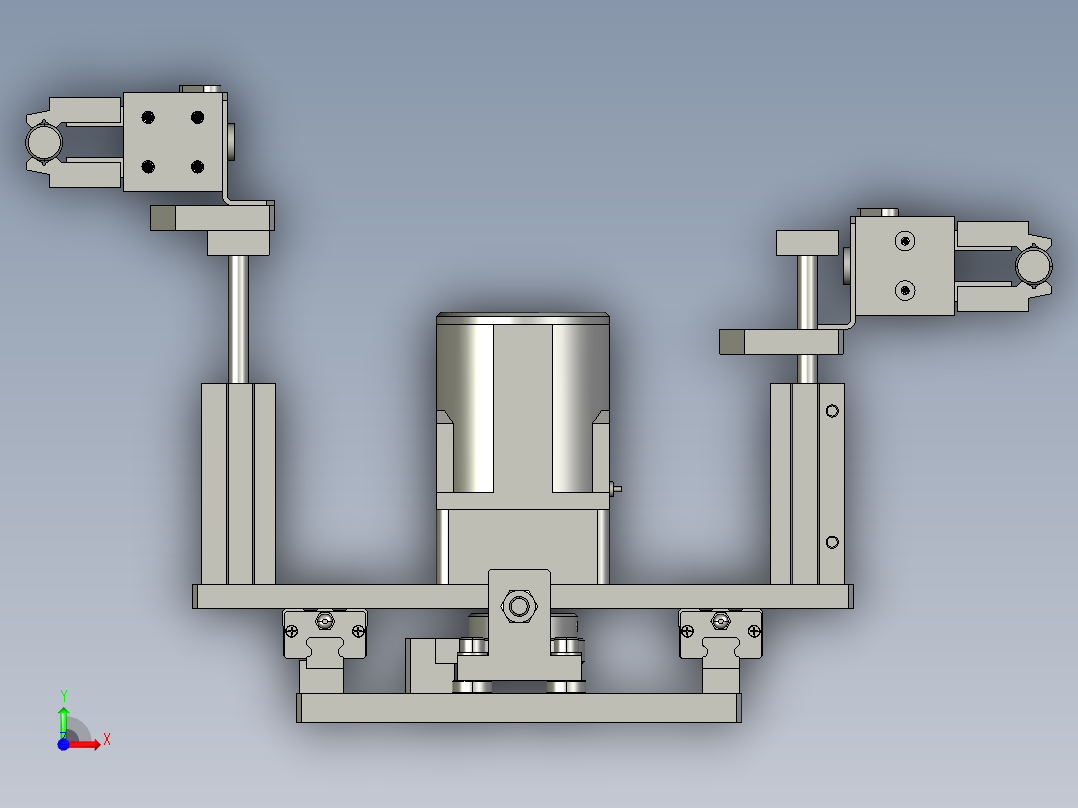 使用通用马达和齿条的低精度移动组件3D模型前视图