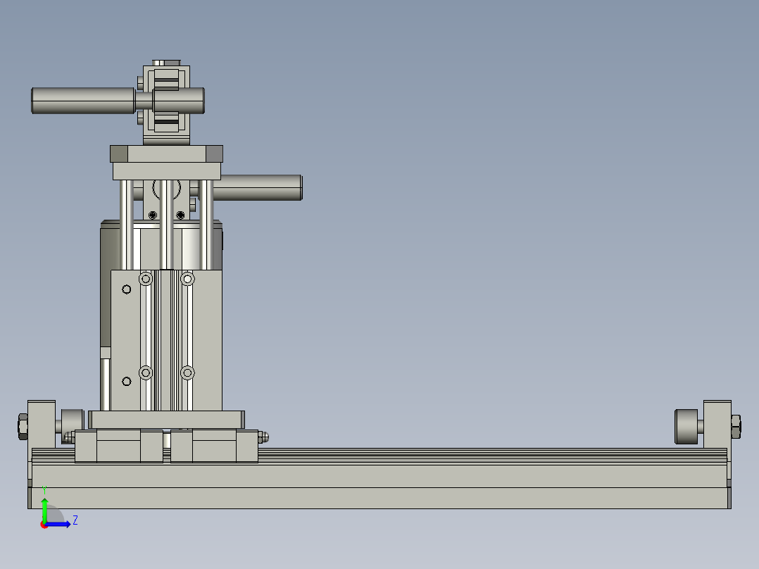 使用通用马达和齿条的低精度移动组件3D模型左视图