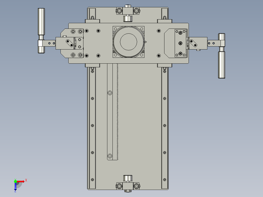 使用通用马达和齿条的低精度移动组件3D模型俯视图