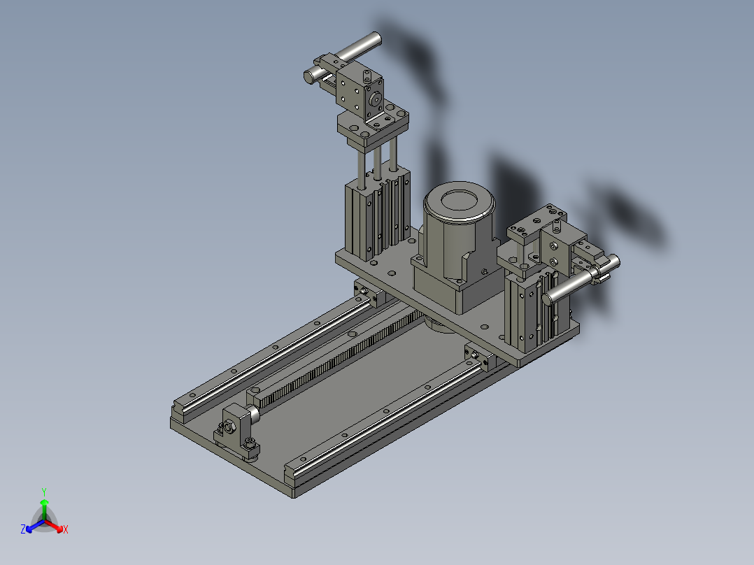 使用通用马达和齿条的低精度移动组件3D模型正等轴测图