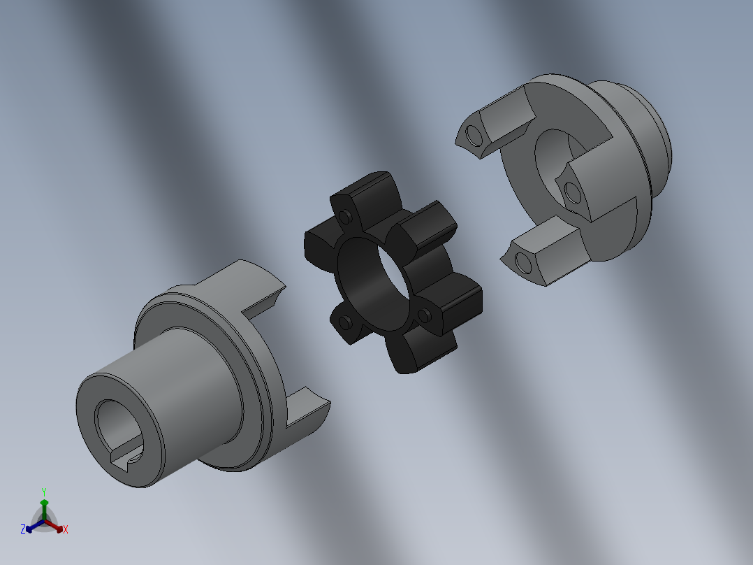 梅花形联轴器正等轴测图
