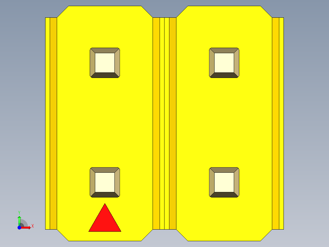 彩色公头100mil（2.54mm）系列-DS1021_yellow_2x02p_100mil_Type5_rev1.0前视图