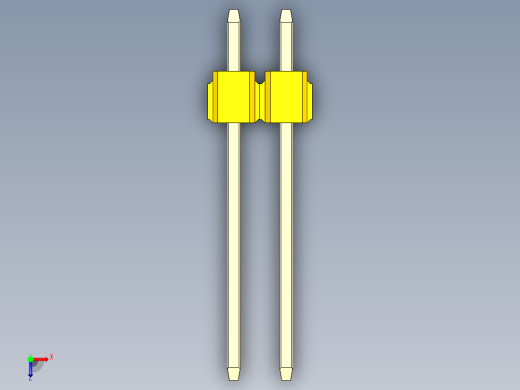 彩色公头100mil（2.54mm）系列-DS1021_yellow_2x02p_100mil_Type5_rev1.0俯视缩略图