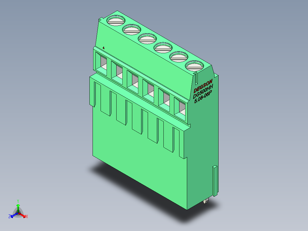DEGSON DG500 系列 5.05.087.62mm 接线端子-DG500HH-5.08-06P-14-00AH主视图