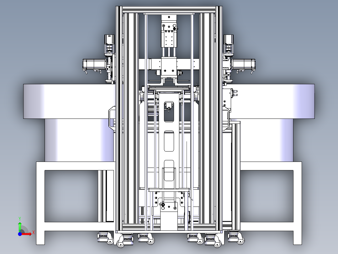 无序电子元件摆放托盘自动线前视图