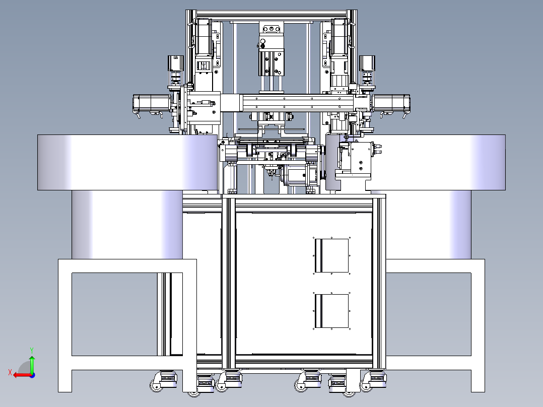 无序电子元件摆放托盘自动线后视图