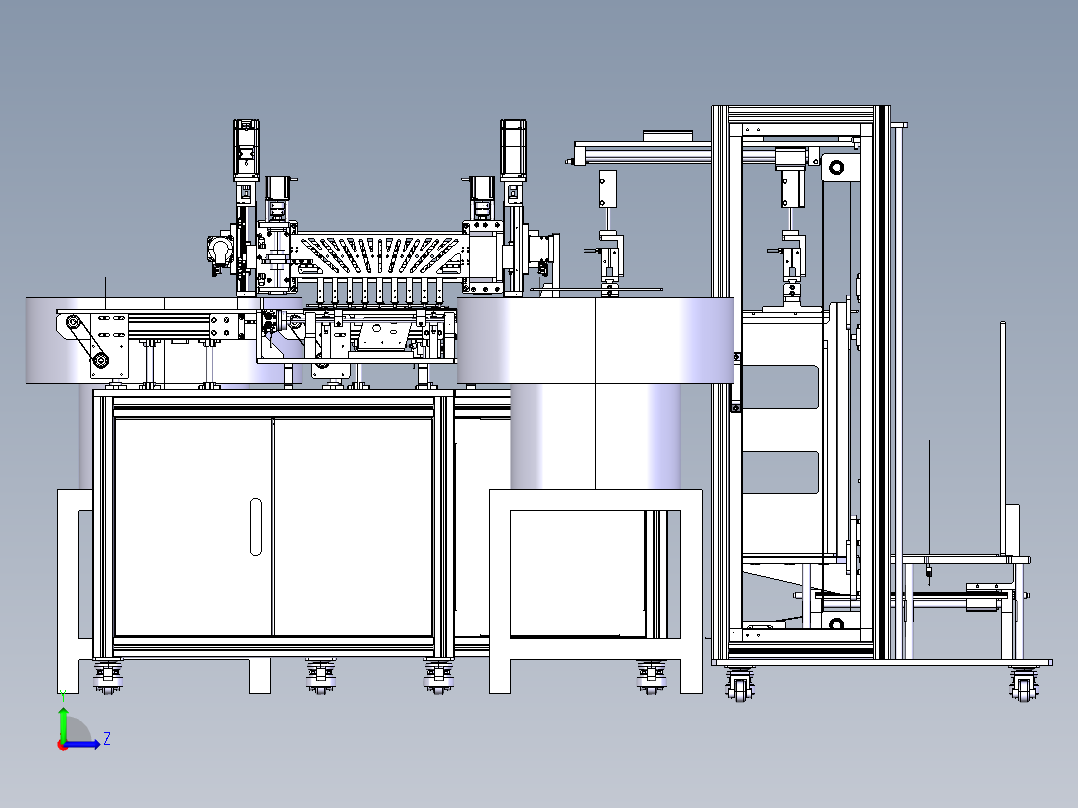 无序电子元件摆放托盘自动线左视图
