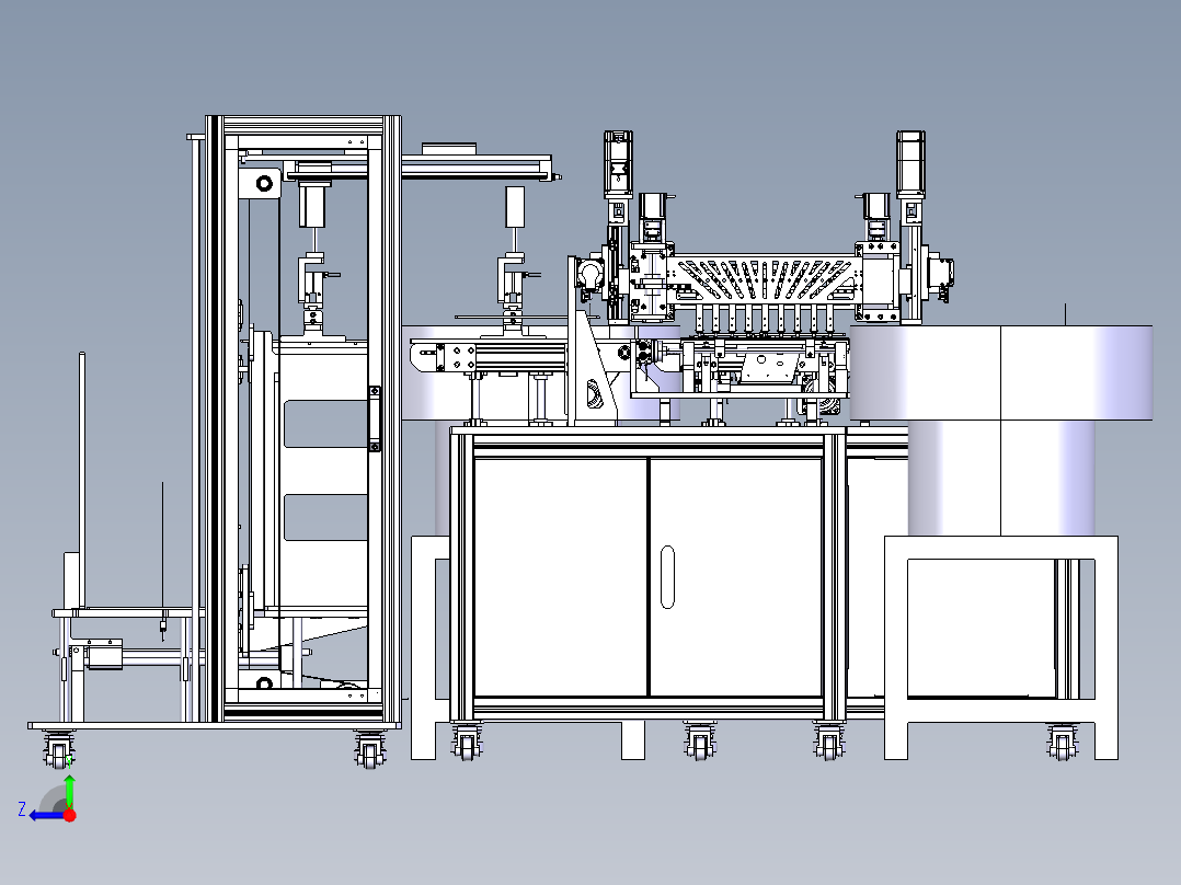 无序电子元件摆放托盘自动线右视图