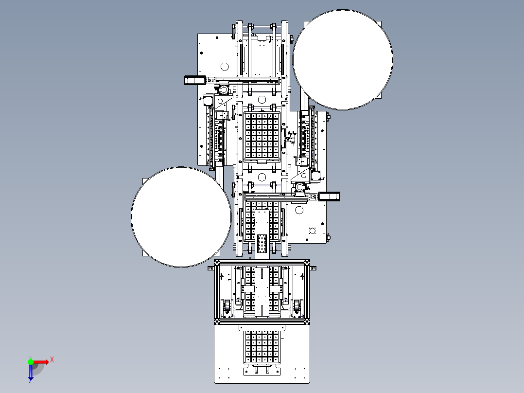 无序电子元件摆放托盘自动线俯视图