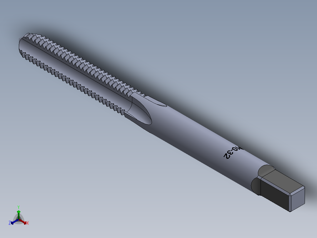 标准英制丝锥-Hand Tap 10-32 N3正等轴测图