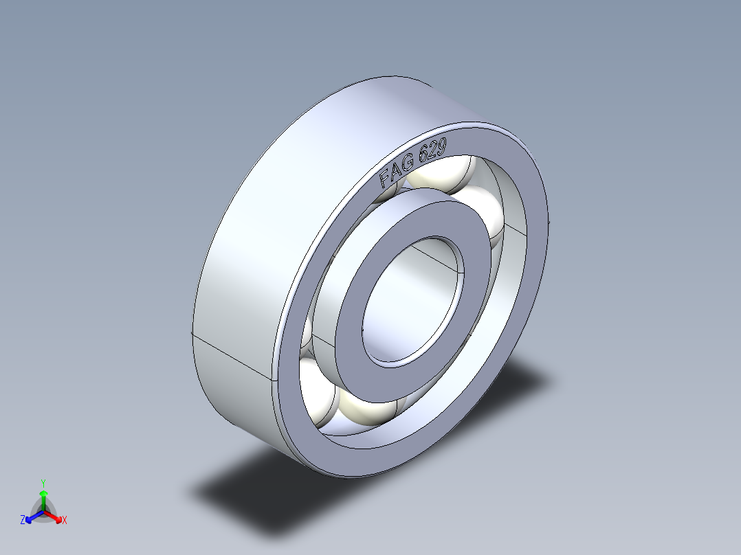 滚珠轴承-FAG BALL BEARING 629 9x26x8.STEP正等轴测图