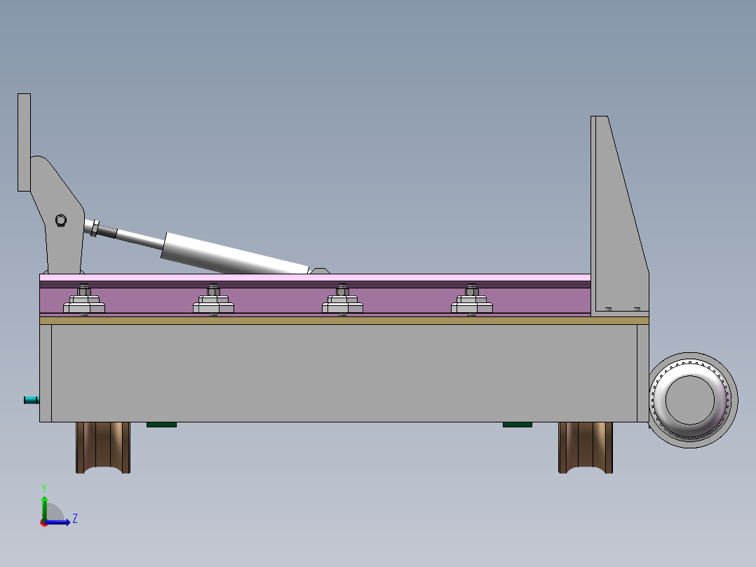 Q387-生产线摆渡小车的设计【三维SolidWorks】左视图