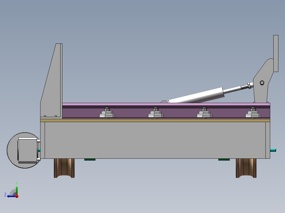 Q387-生产线摆渡小车的设计【三维SolidWorks】右视图