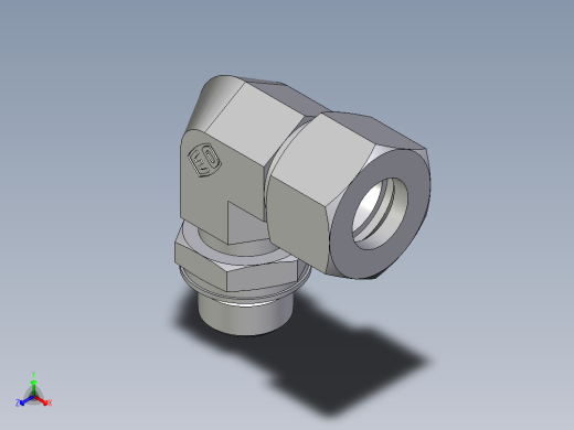 卡套式工业通用硬管接头EO_Adjustable_Locknut_elbow_WEE15ZLMORCF正等轴测缩略图