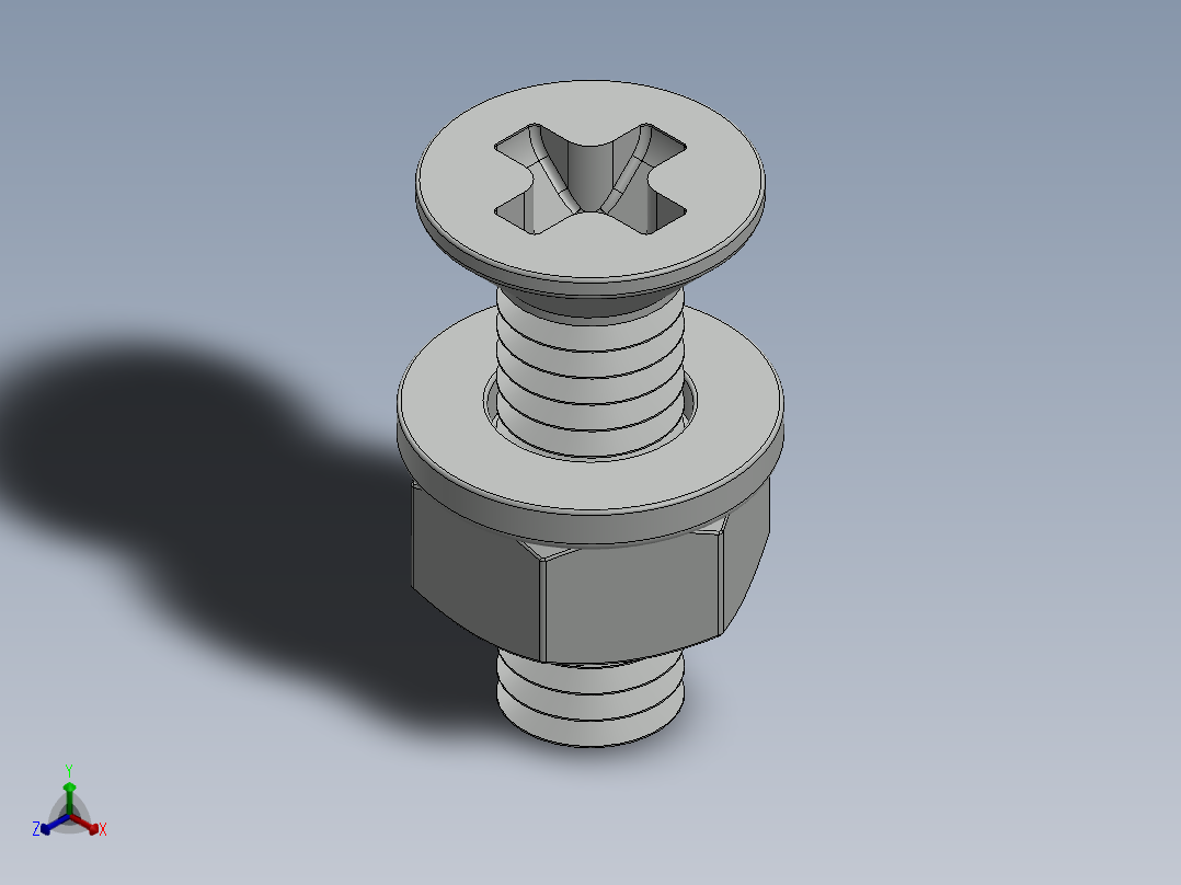 紧固件-M6-1.00 Flathead正等轴测图