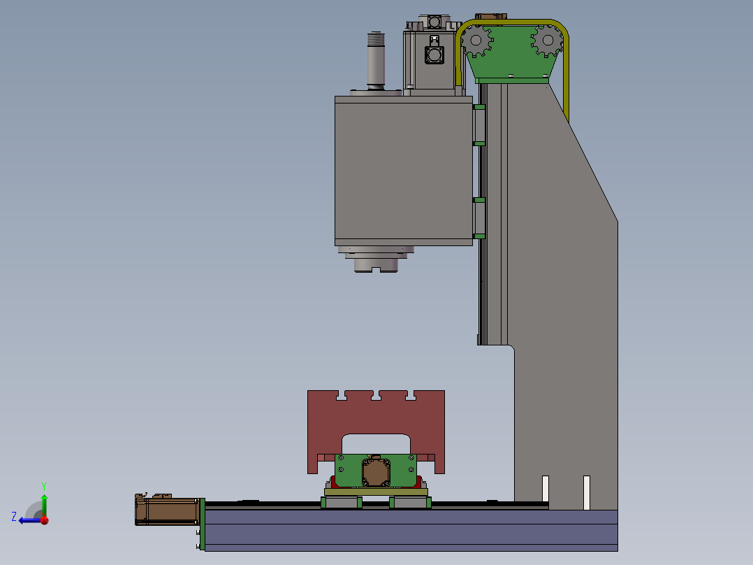 三轴数控铣床sw14可编辑右视图