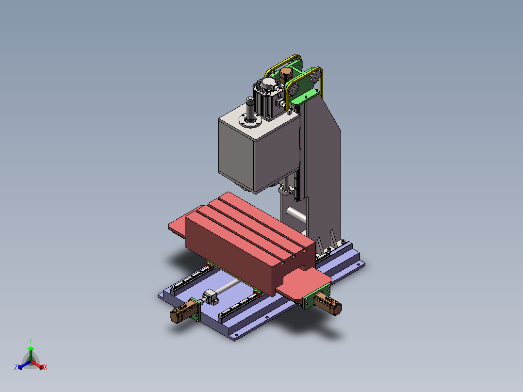 三轴数控铣床sw14可编辑正等轴测图