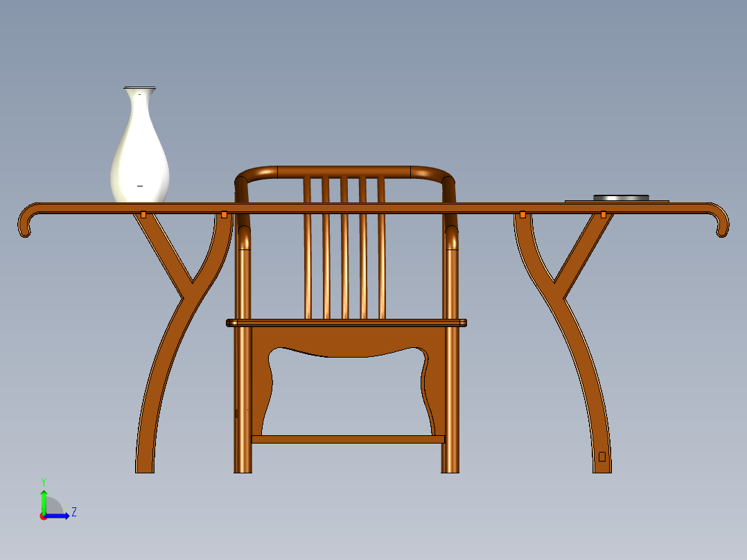 复古式桌椅左视图