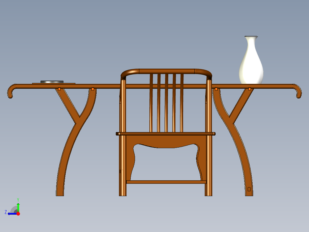 复古式桌椅右视图