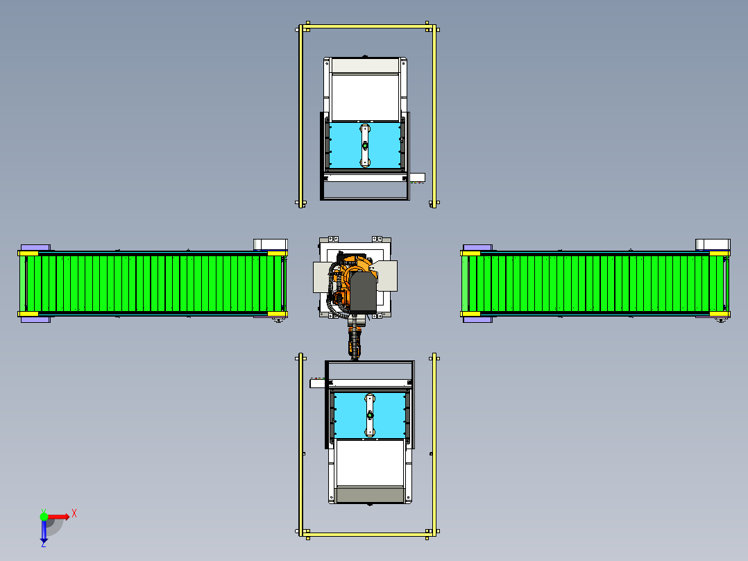 电机轴承自动化压装线设计俯视图