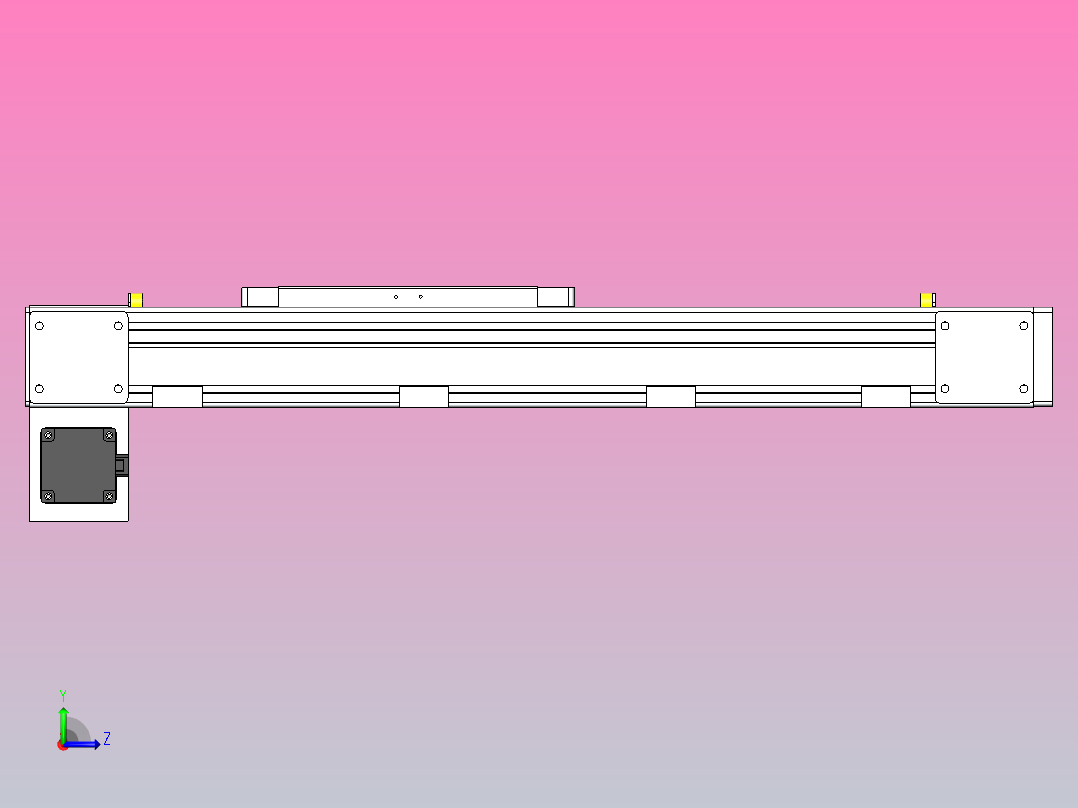 DMEB80L-RDCR欧规同步带模组直线模组（电机右下折）[DMEB80L-L20S350-DT400-C2U-LBRD]左视图