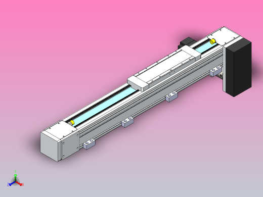 DMEB80L-RDCR欧规同步带模组直线模组（电机右下折）[DMEB80L-L20S350-DT400-C2U-LBRD]正等轴测缩略图