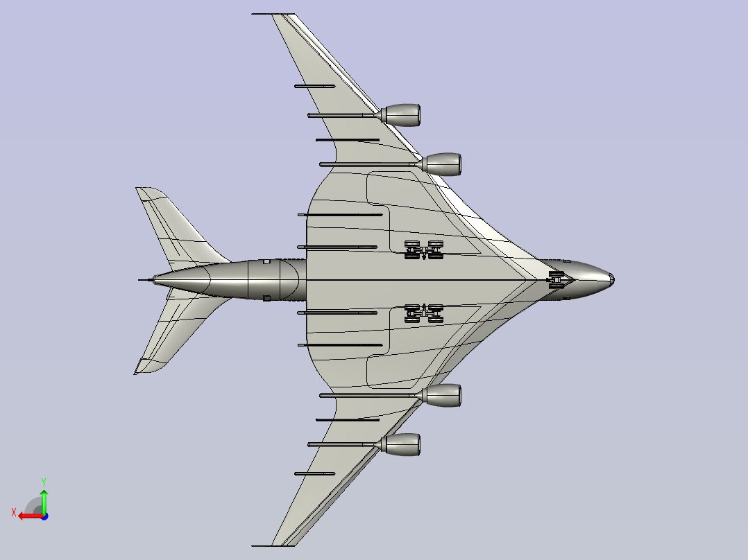 空客A950客机(带起落架)右视图