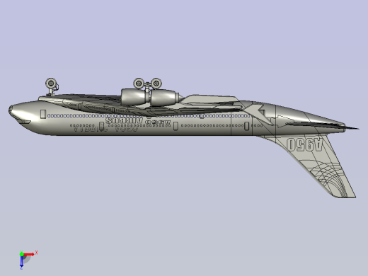 空客A950客机(带起落架)俯视缩略图