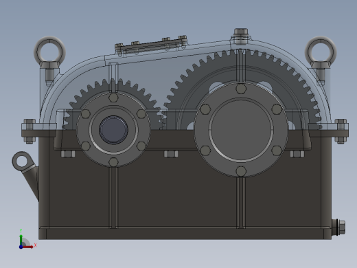 普通一级直齿轮减速箱3D图纸 CREO设计