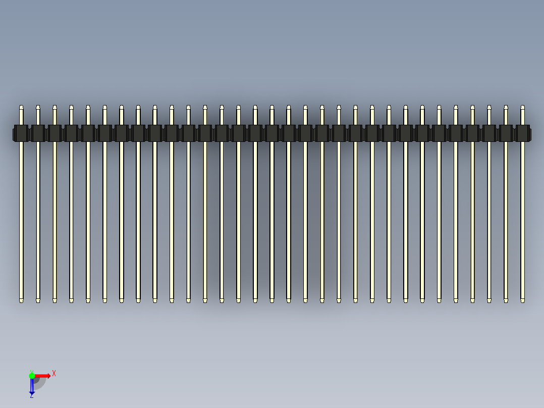 彩色公头100mil（2.54mm）系列-DS1021_black_3x31p_100mil_Type43_rev1.0俯视图